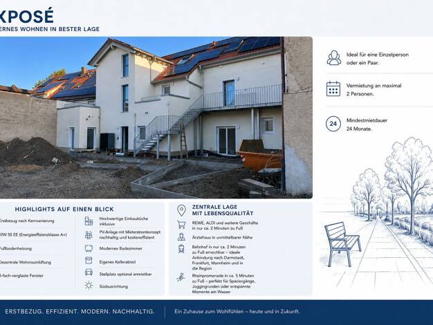 Maisonette zur Miete 990 € 2,5 Zimmer 62 m² 1. Geschoss frei ab 01.10.2026 Magdalenenstraße 1 Gernsheim Gernsheim 64579