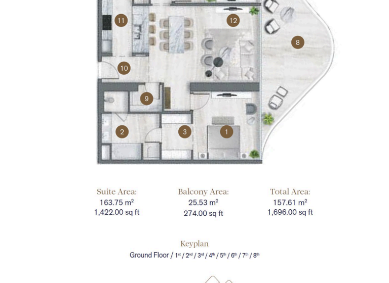 Wohnung zum Kauf 2.581.389 € 3 Zimmer 15.468 m² Dubai