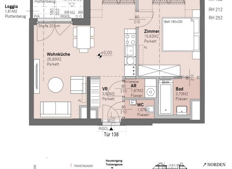 Wohnung zum Kauf - Erstbezug 411.000 € 2 Zimmer 52,3 m² 7. Geschoss frei ab 30.06.2028 Traisengasse 20-22 Wien 1200