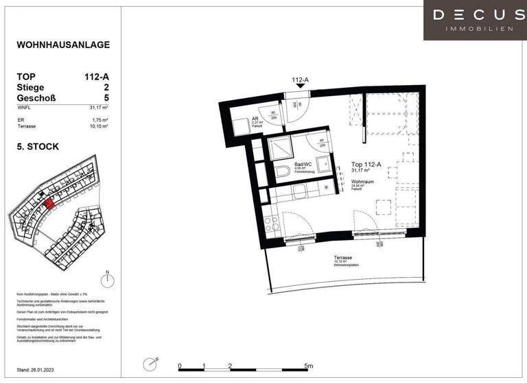 Studio zur Miete 605 € 1 Zimmer 31,2 m² 5. Geschoss Wien 1220