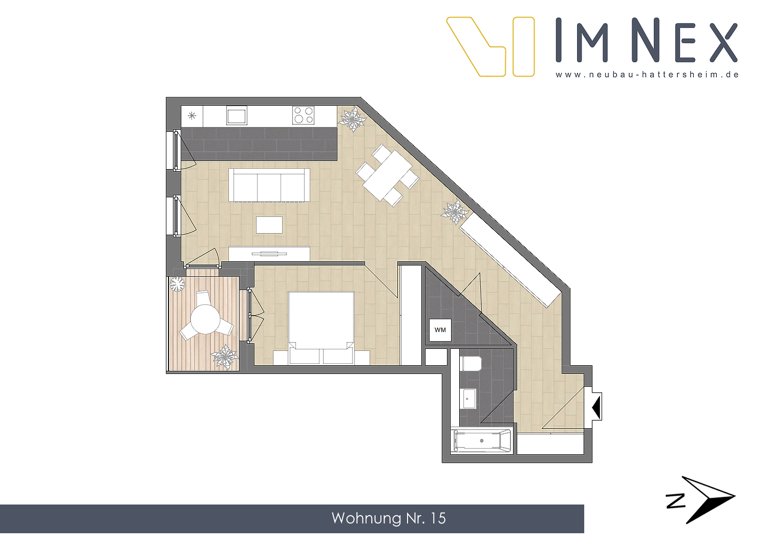 Wohnung zum Kauf - Erstbezug provisionsfrei 345.000 € 2 Zimmer 61,4 m² 2. Geschoss frei ab sofort Im Nex 5 Hattersheim 65795
