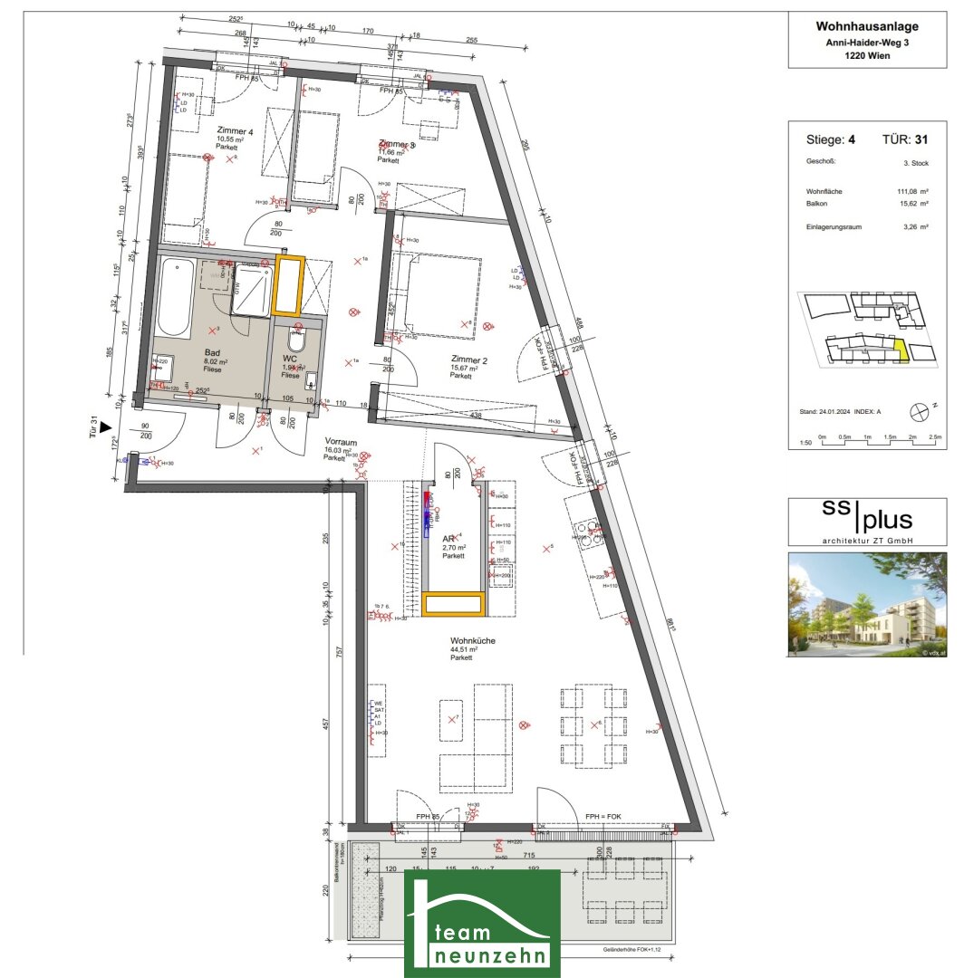 Wohnung zum Kauf provisionsfrei 511.043 € 4 Zimmer 111,1 m²<br/>Wohnfläche 3.<br/>Geschoss Anni-Haider-Weg 3 Wien 1220