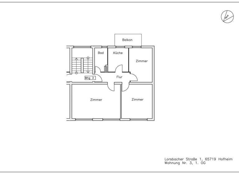 Wohnung zur Miete 1.350 € 3 Zimmer 70 m² 1. Geschoss Lorsbacher Str. 1 Hofheim 65719