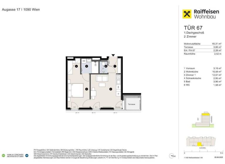 Wohnung zum Kauf - Erstbezug provisionsfrei 439.000 € 2 Zimmer 40,3 m² 6. Geschoss Augasse Wien,Alsergrund 1090