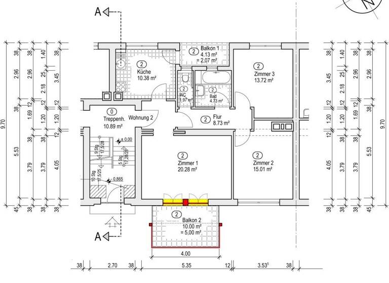 Wohnung zum Kauf 479.000 € 3 Zimmer 82 m² 1. Geschoss Stühlinger Freiburg 79106