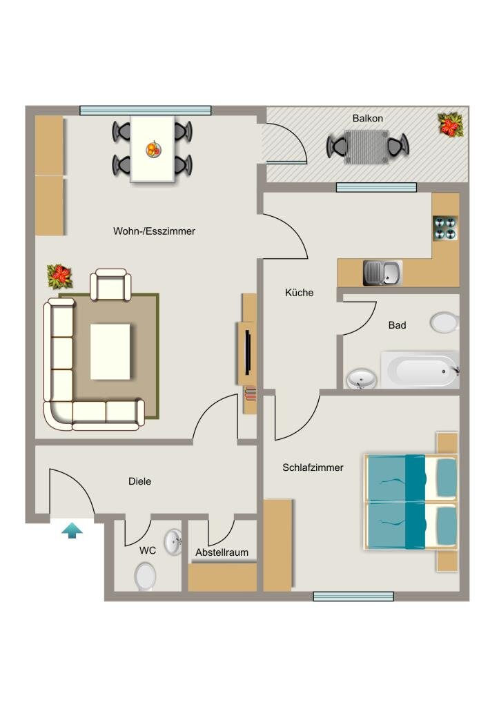 Wohnung zur Miete nur mit Wohnberechtigungsschein 331 € 2,5 Zimmer 62,8 m²<br/>Wohnfläche 2.<br/>Geschoss Antonstraße 12B Bismarck Gelsenkirchen 45889