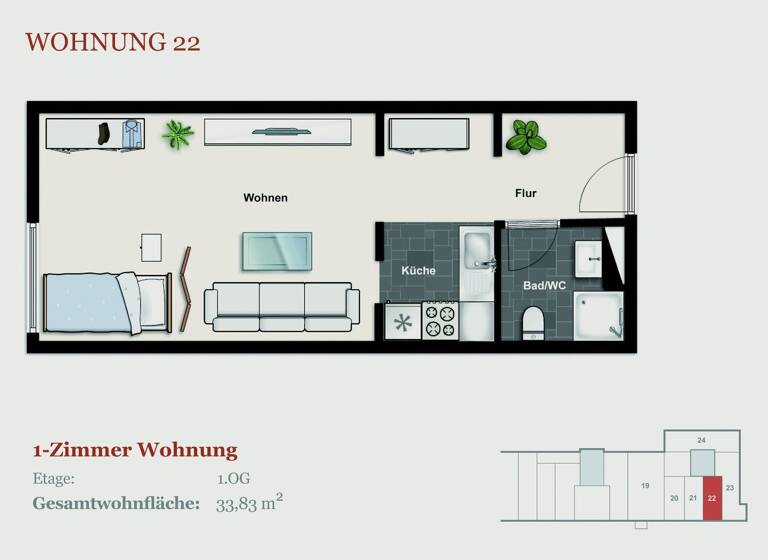 Studio zum Kauf 99.000 € 1 Zimmer 33,4 m² 1. Geschoss Striesen-West Dresden 01309
