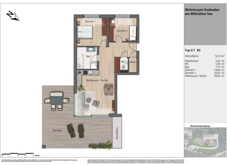 Terrassenwohnung zum Kauf provisionsfrei 699.000 € 3 Zimmer 76,1 m² EG frei ab sofort Millstatt am See 9872
