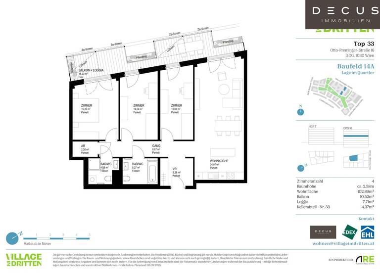 Wohnung zum Kauf 863.000 € 4 Zimmer 102,9 m² 3. Geschoss Wien 1030