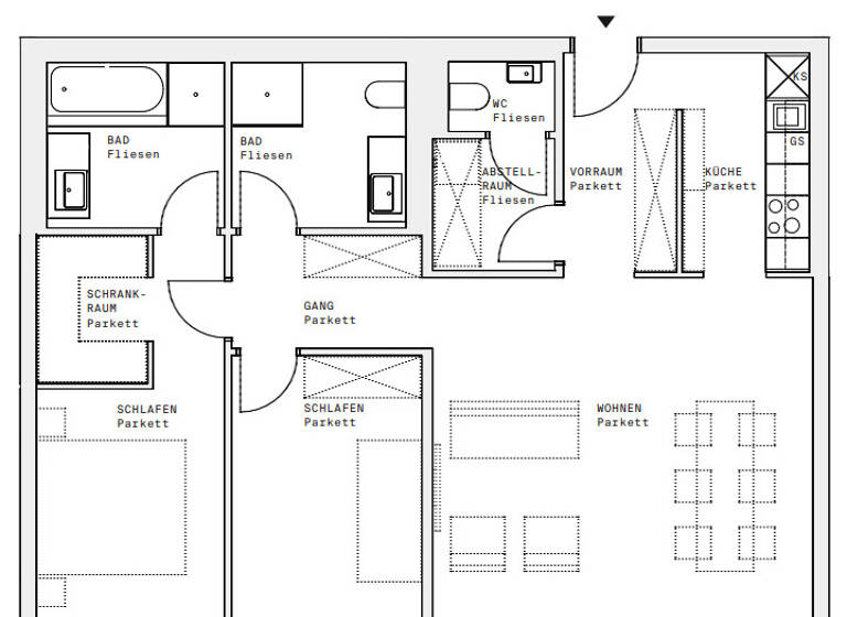 Wohnung zur Miete - Erstbezug 1.817 € 3 Zimmer 91,9 m² 15. Geschoss Wien 1220
