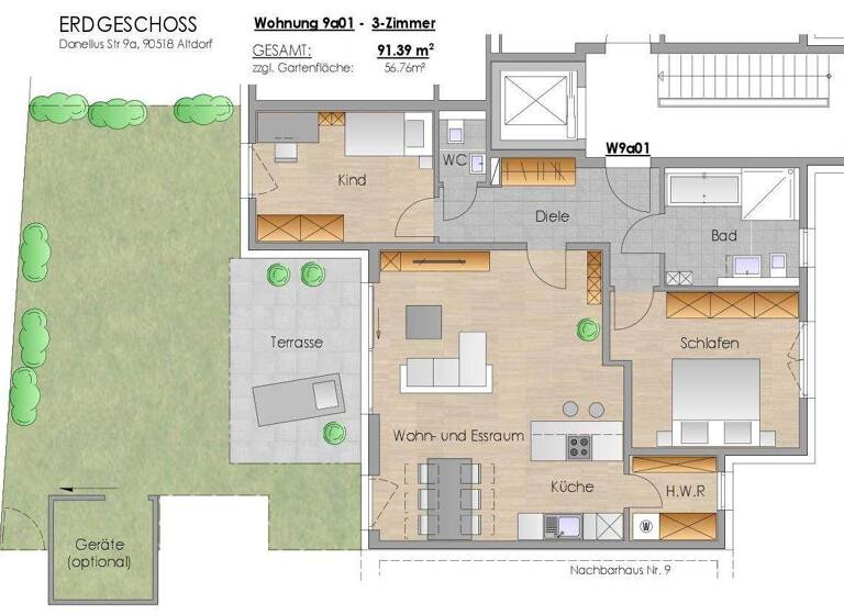Wohnung zum Kauf - Erstbezug provisionsfrei als Kapitalanlage geeignet 469.000 € 3 Zimmer 91,4 m² Donellusstr. 9a Altdorf Altdorf bei Nürnberg 90518