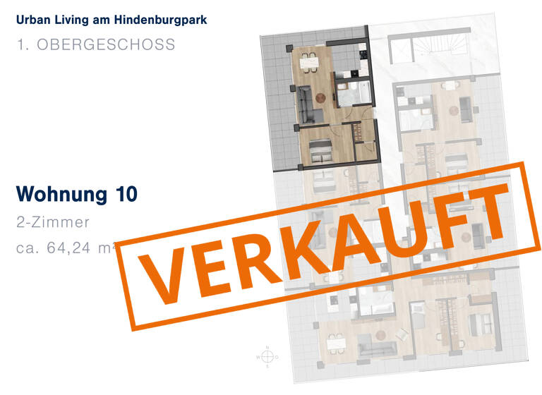 Wohnung zum Kauf 427.560 € 2 Zimmer 64,2 m²<br/>Wohnfläche 1.<br/>Geschoss Schubertstr. 2 Ingolstadt Ingolstadt 85057