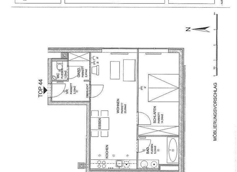 Wohnung zur Miete 997 € 2 Zimmer 49,5 m² 6. Geschoss Kaiserstraße 68 Wien 1070
