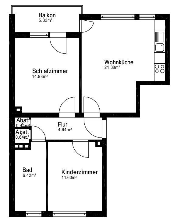 Wohnung zum Kauf provisionsfrei 173.000 € 2 Zimmer 61 m²<br/>Wohnfläche 1.<br/>Geschoss Homarstraße 48 Vingst Köln 51107