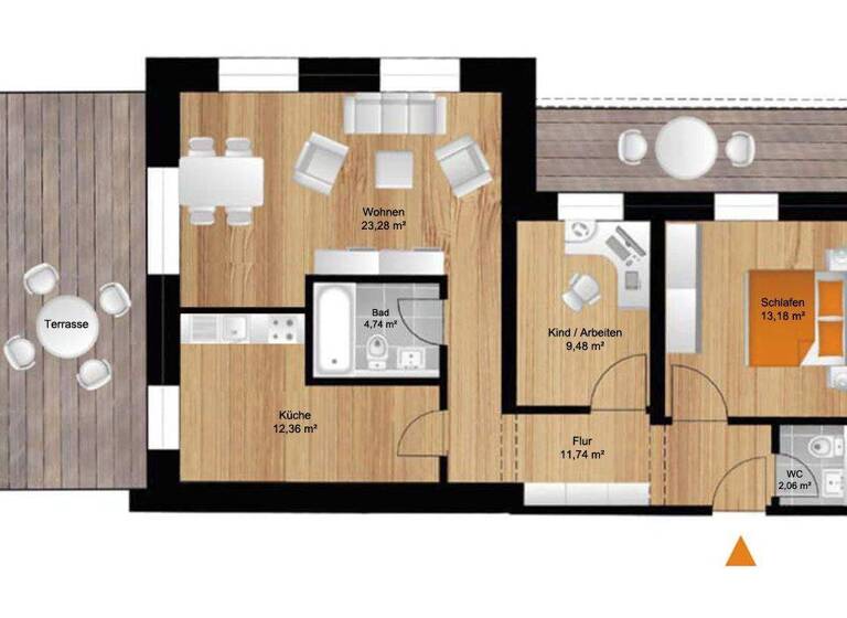 Terrassenwohnung zur Miete 885 € 3 Zimmer 88,3 m² EG Dorfstraße 1g Saalhausen Freital / Saalhausen 01705