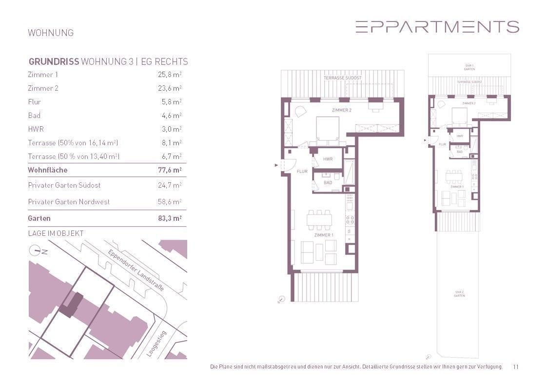 Wohnung zum Kauf provisionsfrei 930.000 € 2 Zimmer 77,6 m²<br/>Wohnfläche EG<br/>Geschoss ab sofort<br/>Verfügbarkeit Eppendorfer Landstraße 32 Eppendorf Hamburg 20249