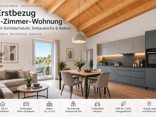 Wohnung zur Miete 1.100 € 3 Zimmer 85 m² Geschoss 1/2 frei ab 01.12.2026 Kirschenweg 6 Mühlhausen Mühlhausen 96172