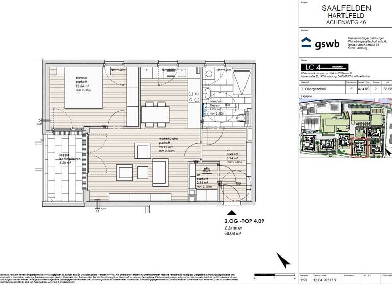 Wohnung zum Kauf - Erstbezug provisionsfrei 348.821 € 2 Zimmer 58,1 m² 2. Geschoss Achenweg 46 Saalfelden am Steinernen Meer 5760