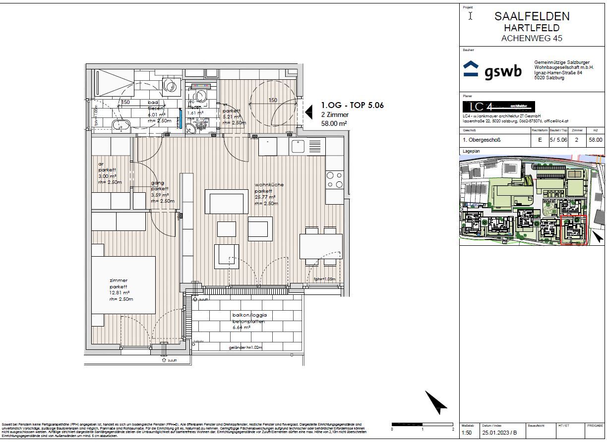 Wohnung zum Kauf provisionsfrei 362.002 € 2 Zimmer 58 m²<br/>Wohnfläche 1.<br/>Geschoss Achenweg 45 Saalfelden am Steinernen Meer 5760