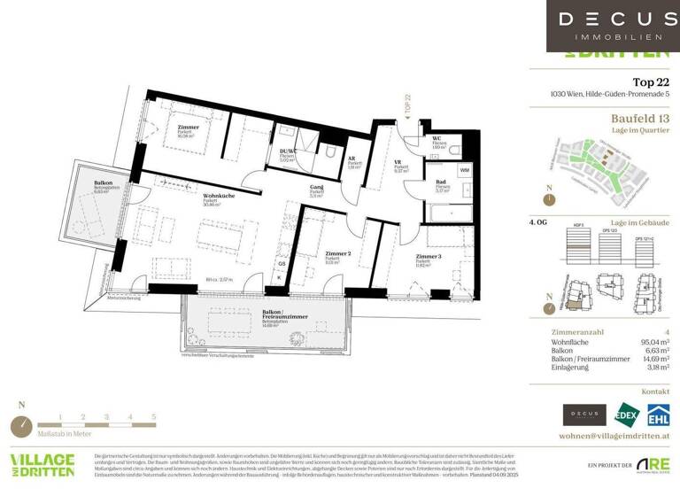 Wohnung zum Kauf - Erstbezug 849.000 € 4 Zimmer 95 m² 4. Geschoss Wien 1030