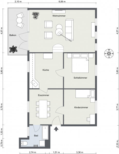 Wohnung zum Kauf 269.900 € 4 Zimmer 93 m²<br/>Wohnfläche 1.<br/>Geschoss Georgenvorstadt Rastatt 76437