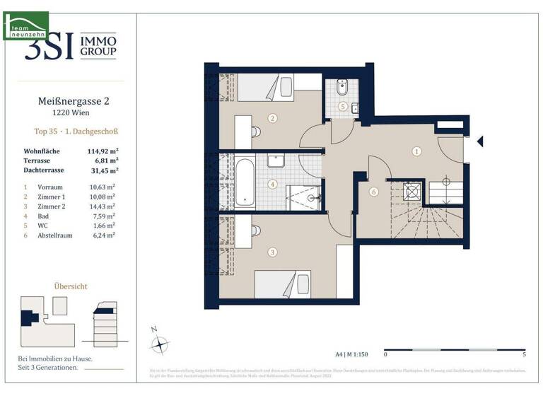 Wohnung zum Kauf 874.000 € 4 Zimmer 114,9 m² 4. Geschoss Meißnergasse 2 Wien 1220