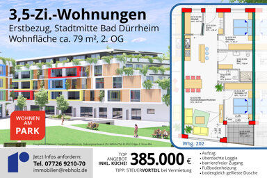 Wohnung zum Kauf provisionsfrei 385.000 € 3,5 Zimmer 79 m² 2. Geschoss frei ab sofort Hofstraße 3 Bad Dürrheim Bad Dürrheim 78073