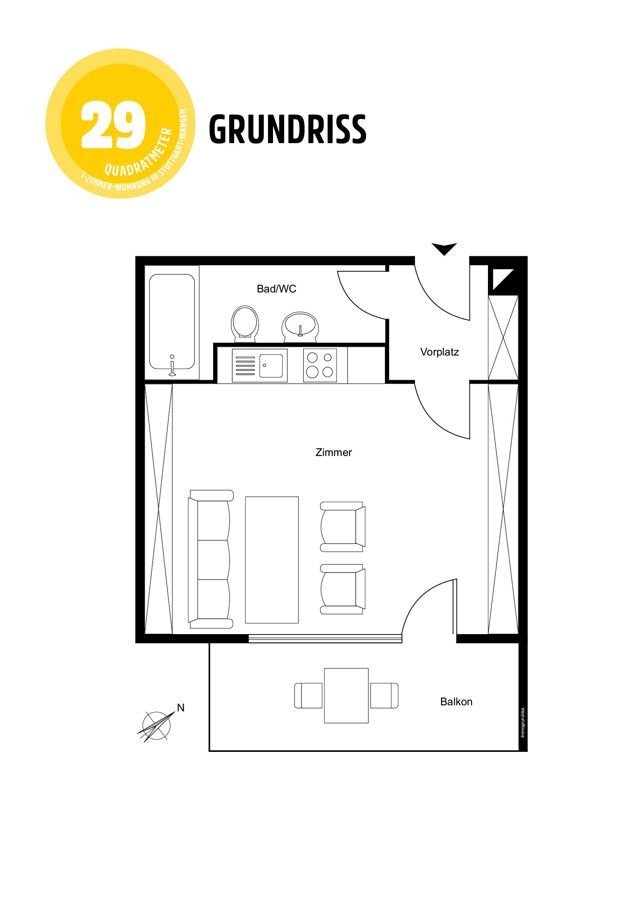 Wohnung zum Kauf 118.000 € 1 Zimmer 29 m²<br/>Wohnfläche Wangen Stuttgart / Wangen 70327