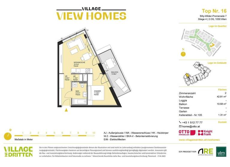 Wohnung zum Kauf - Erstbezug 342.000 € 2 Zimmer 42,8 m² 2. Geschoss Wien 1030