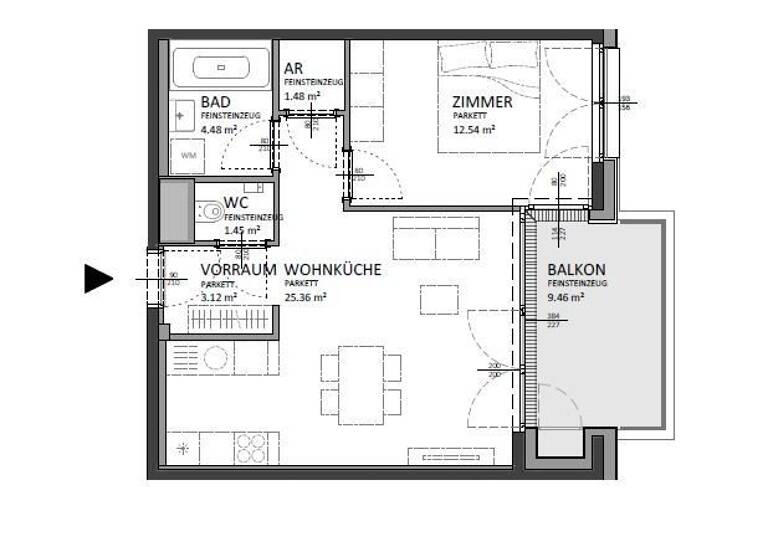 Wohnung zum Kauf 339.000 € 2 Zimmer 48,4 m² 7. Geschoss Josef-Deutsch-Strasse 3 Wien 1100