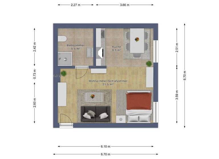 Studio zur Miete 400 € 1 Zimmer 29,5 m² frei ab sofort Herderstraße 12 Paulusviertel Halle 06114