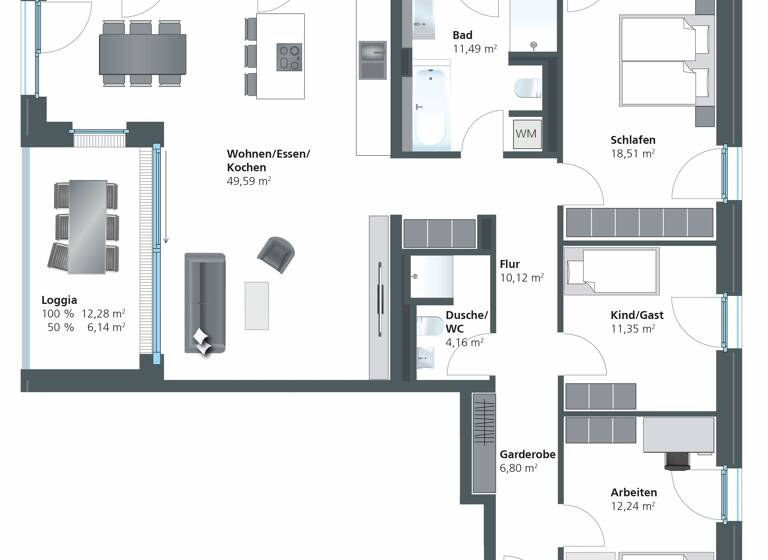Wohnung zum Kauf provisionsfrei 959.000 € 4 Zimmer 130,4 m²<br/>Wohnfläche 1.<br/>Geschoss Weststadt Ulm 89077