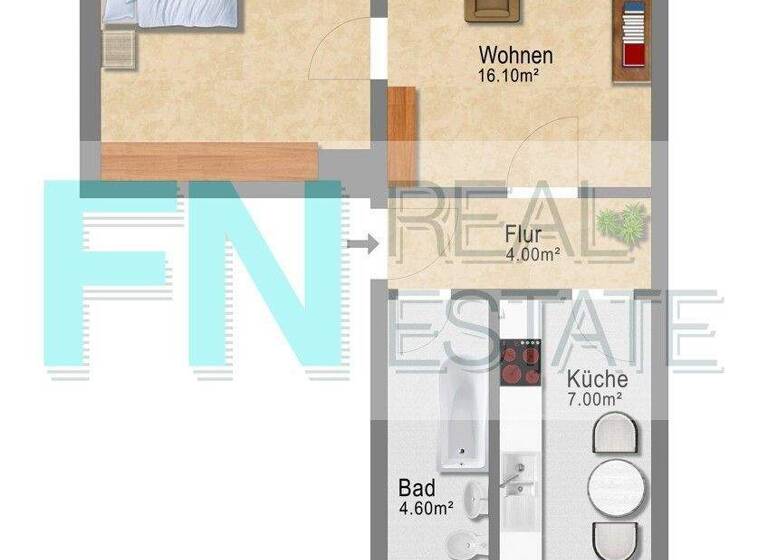 Wohnung zur Miete 388 € 2 Zimmer 46,2 m² Paul-Flechsig-Straße 2 Meusdorf Leipzig / Probstheida 04289