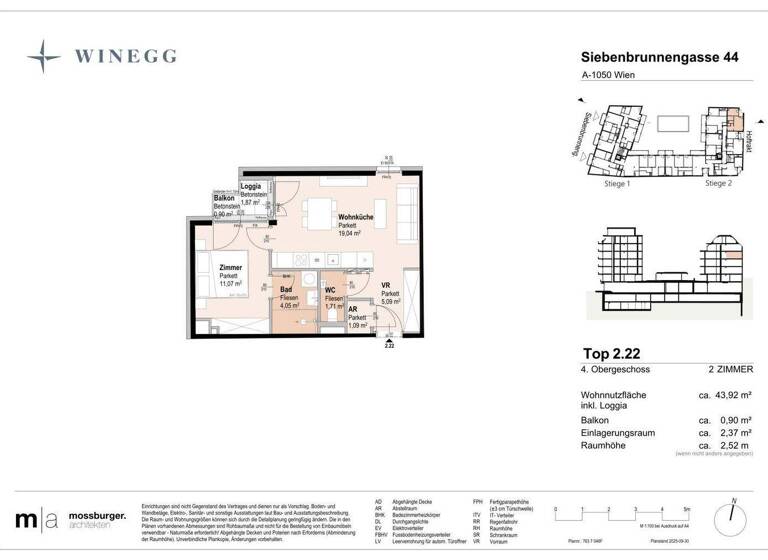 Wohnung zum Kauf - Erstbezug 360.000 € 2 Zimmer 42,1 m² 4. Geschoss Siebenbrunnengasse 44 Wien 1050