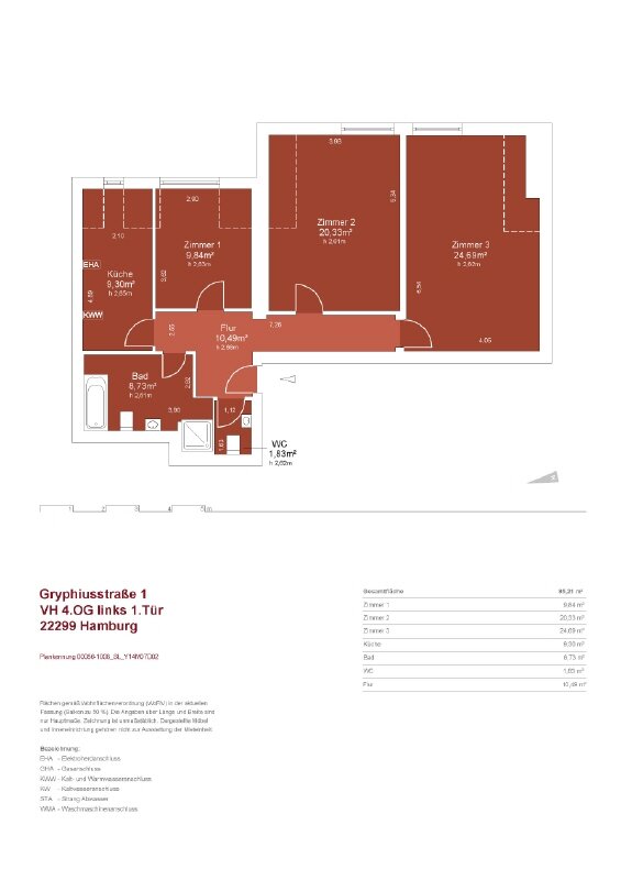 Wohnung zur Miete 1.528 € 3 Zimmer 85,2 m²<br/>Wohnfläche ab sofort<br/>Verfügbarkeit Gryphiusstr. 1 Winterhude Hamburg 22299