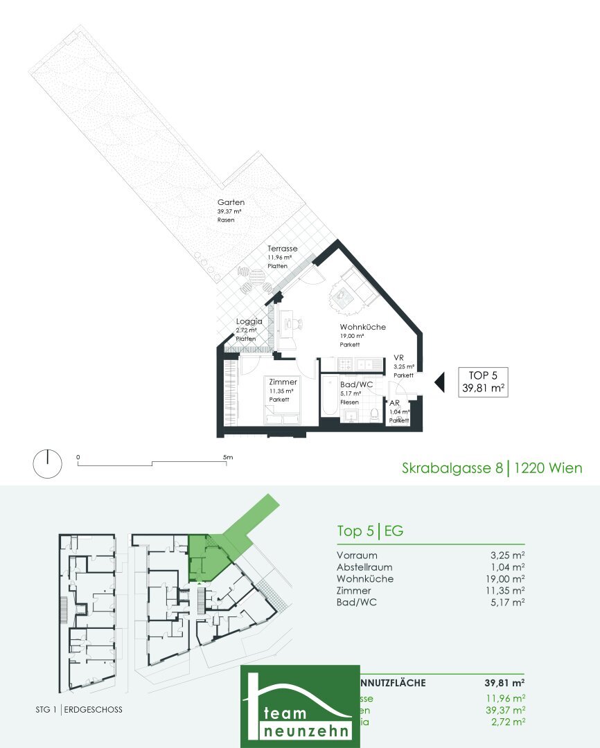 Wohnung zum Kauf 256.416 € 2 Zimmer 39,8 m²<br/>Wohnfläche EG<br/>Geschoss Skrabalgasse 8 Wien 1220