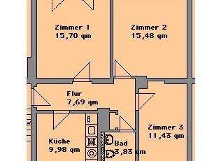 Wohnung zur Miete 400 € 3 Zimmer 67,1 m² EG Anselm-Feuerbach-Straße 8 Großräschen 01983