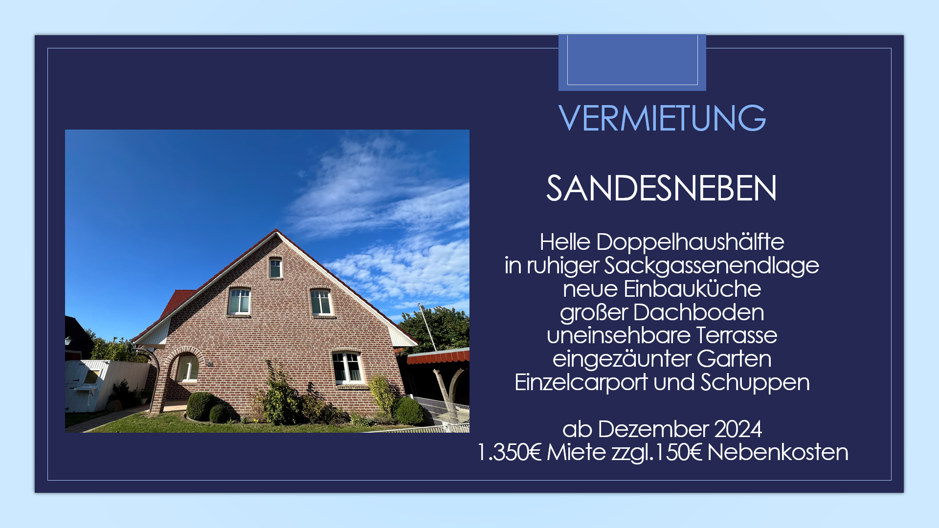 Doppelhaushälfte zur Miete 1.350 € 5 Zimmer 140 m²<br/>Wohnfläche 350 m²<br/>Grundstück ab sofort<br/>Verfügbarkeit Sandesneben Sandesneben 23898