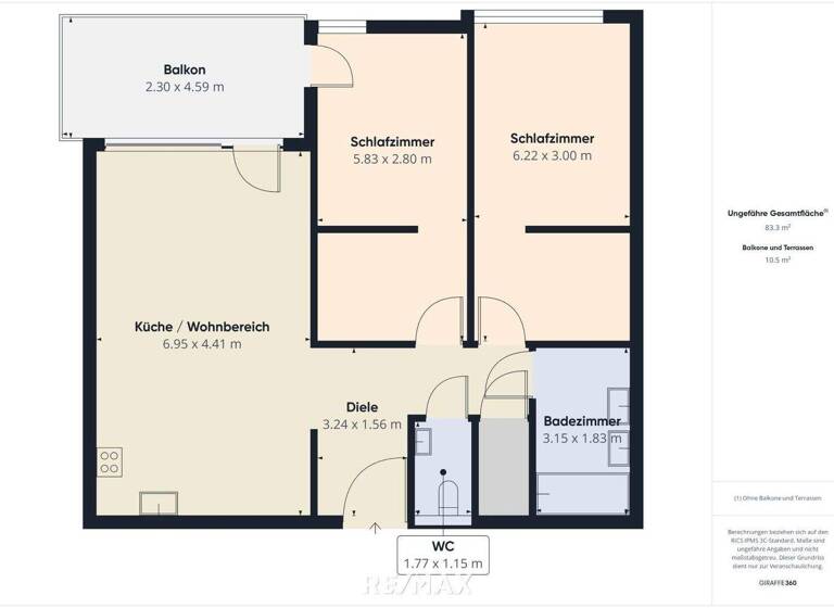 Wohnung zum Kauf 499.000 € 3 Zimmer 81,7 m² 2. Geschoss Wien 1120