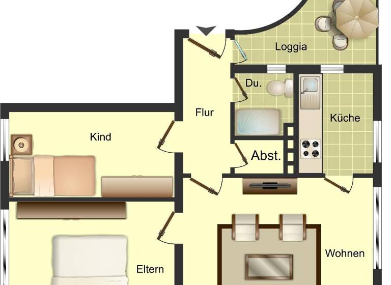 Wohnung zur Miete 629 € 3 Zimmer 59 m² 2. Geschoss Am Schützenhaus 29 Wanheimerort Duisburg 47055