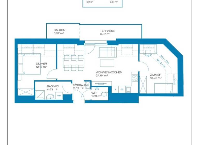 Wohnung zum Kauf - Erstbezug 437.349 € 3 Zimmer 58,8 m² Wien 1220