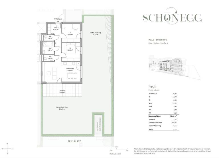 Wohnung zum Kauf - Erstbezug 575.210 € 3 Zimmer 70,6 m² EG Hall in Tirol 6060