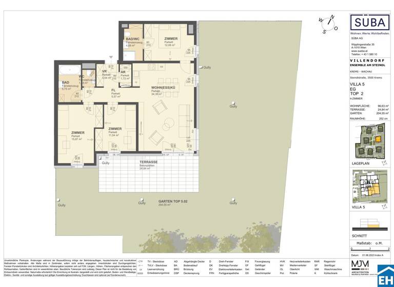 Wohnung zum Kauf - Erstbezug 555.000 € 4 Zimmer 96,6 m² EG Steindlstraße Krems an der Donau 3500