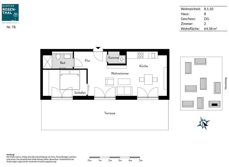 Wohnung zur Miete 990 € 2 Zimmer 66,4 m² 2. Geschoss frei ab 01.05.2026 Steinkleeweg 1 Rosenthal Berlin 13158