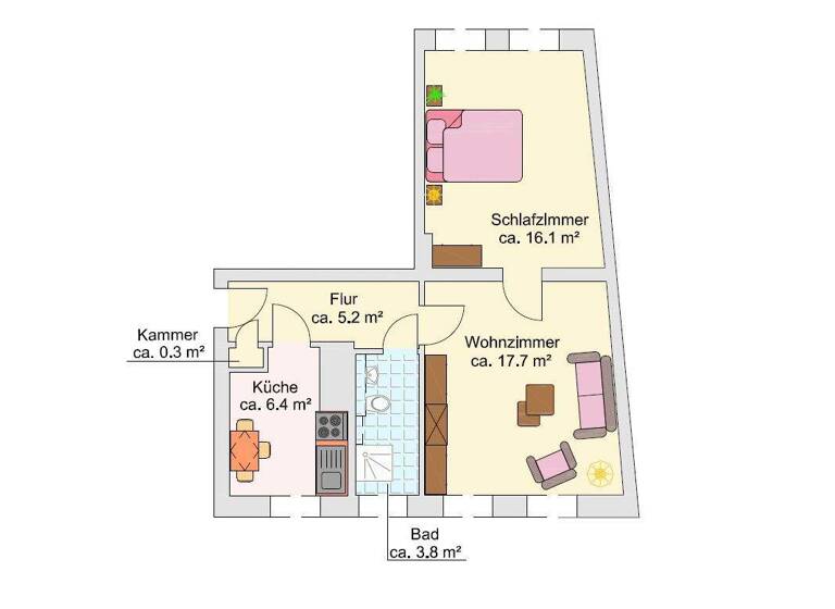 Wohnung zur Miete 490 € 2 Zimmer 50 m² 2. Geschoss Fischbank 5 Stadtmitte Rostock 18055