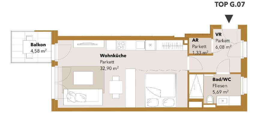 Wohnung zur Miete 934 € 1 Zimmer 46 m²<br/>Wohnfläche 2.<br/>Geschoss Wien 1120