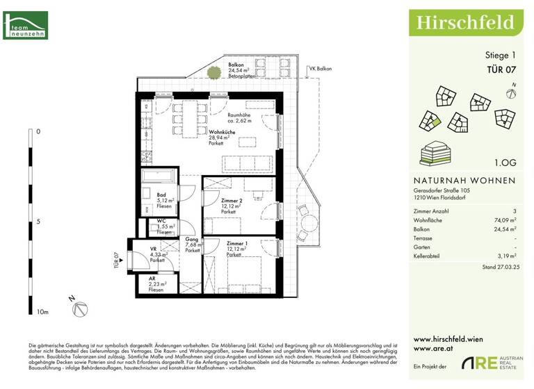 Wohnung zum Kauf - Erstbezug provisionsfrei 455.000 € 3 Zimmer 74,1 m² 1. Geschoss Gerasdorfer Straße 105 Wien 1210
