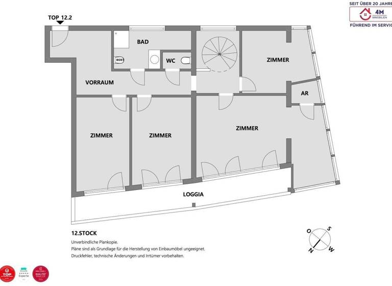 Wohnung zum Kauf 798.000 € 4 Zimmer 107 m² 12. Geschoss Leonard-Bernstein-Straße 82 - 1302 Wien 1220