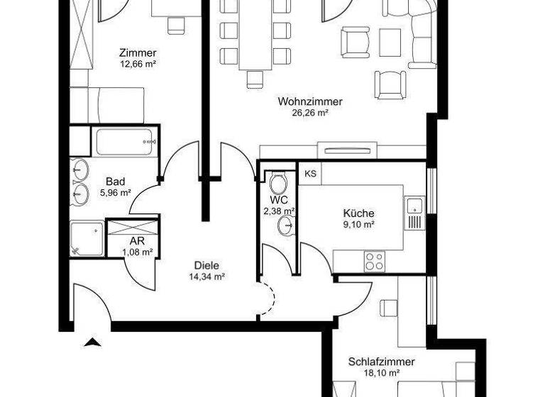 Wohnung zur Miete 1.429 € 3 Zimmer 89,9 m² 1. Geschoss Salzburg 5020
