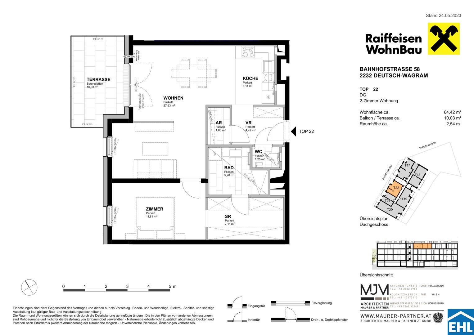 Wohnung zum Kauf 324.820 € 2 Zimmer 64,4 m²<br/>Wohnfläche 3.<br/>Geschoss Bahnhofstraße Deutsch-Wagram 2232